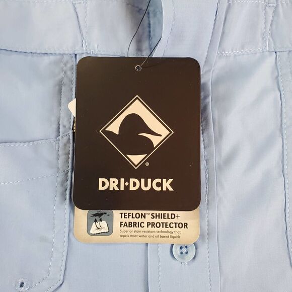 Dri Duck Shirt Mens Large Blue Long Teflon Primos Hunting Button Up - Picture 3 of 8